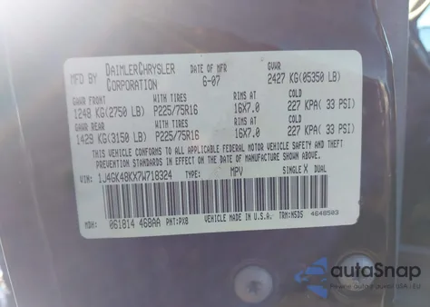 2007 Jeep Liberty Sport z USA, uszkodzony, nr VIN 1J4GK48KX7W718324